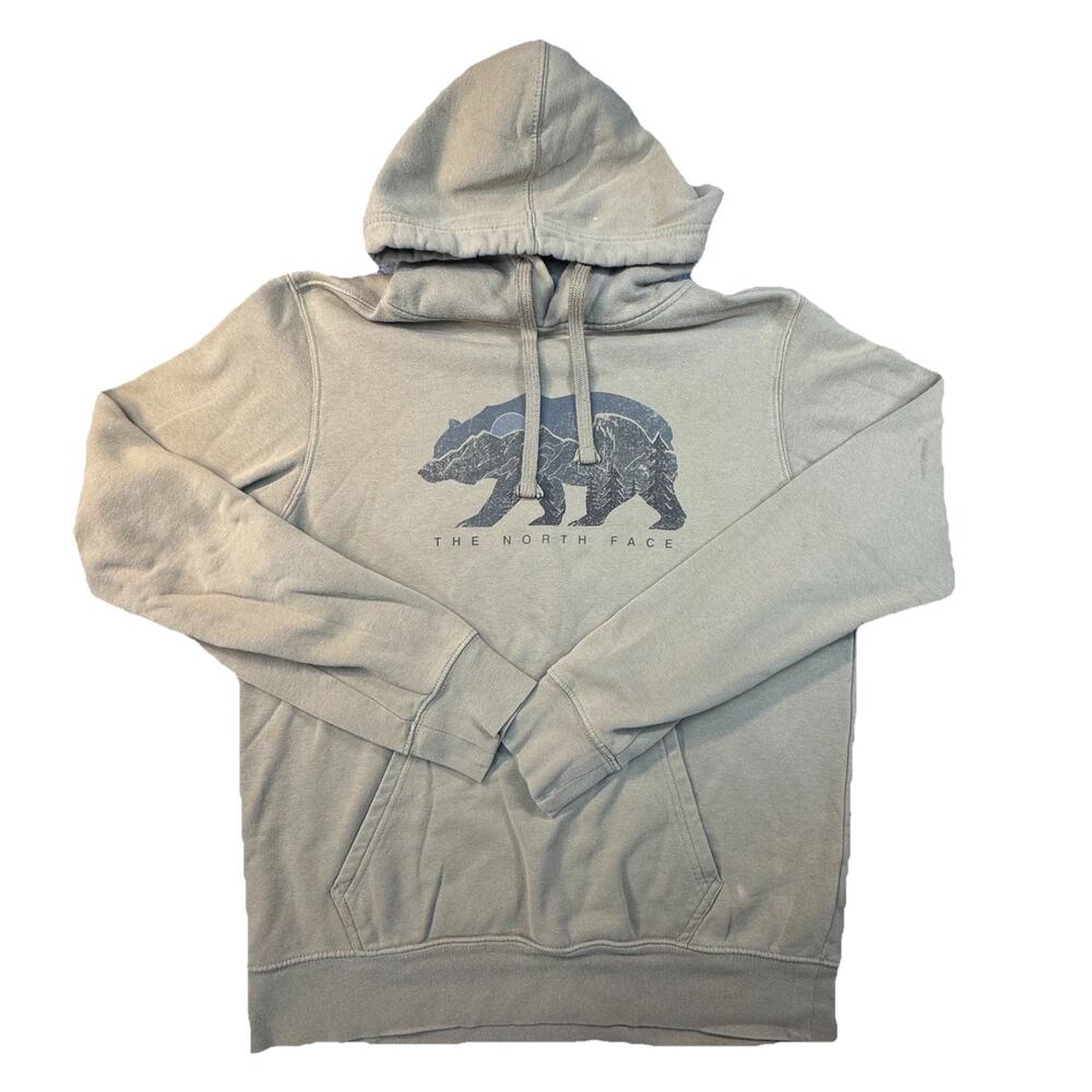 The North Face Hoodie Bear Graphic Pullover Tan Size Small -385